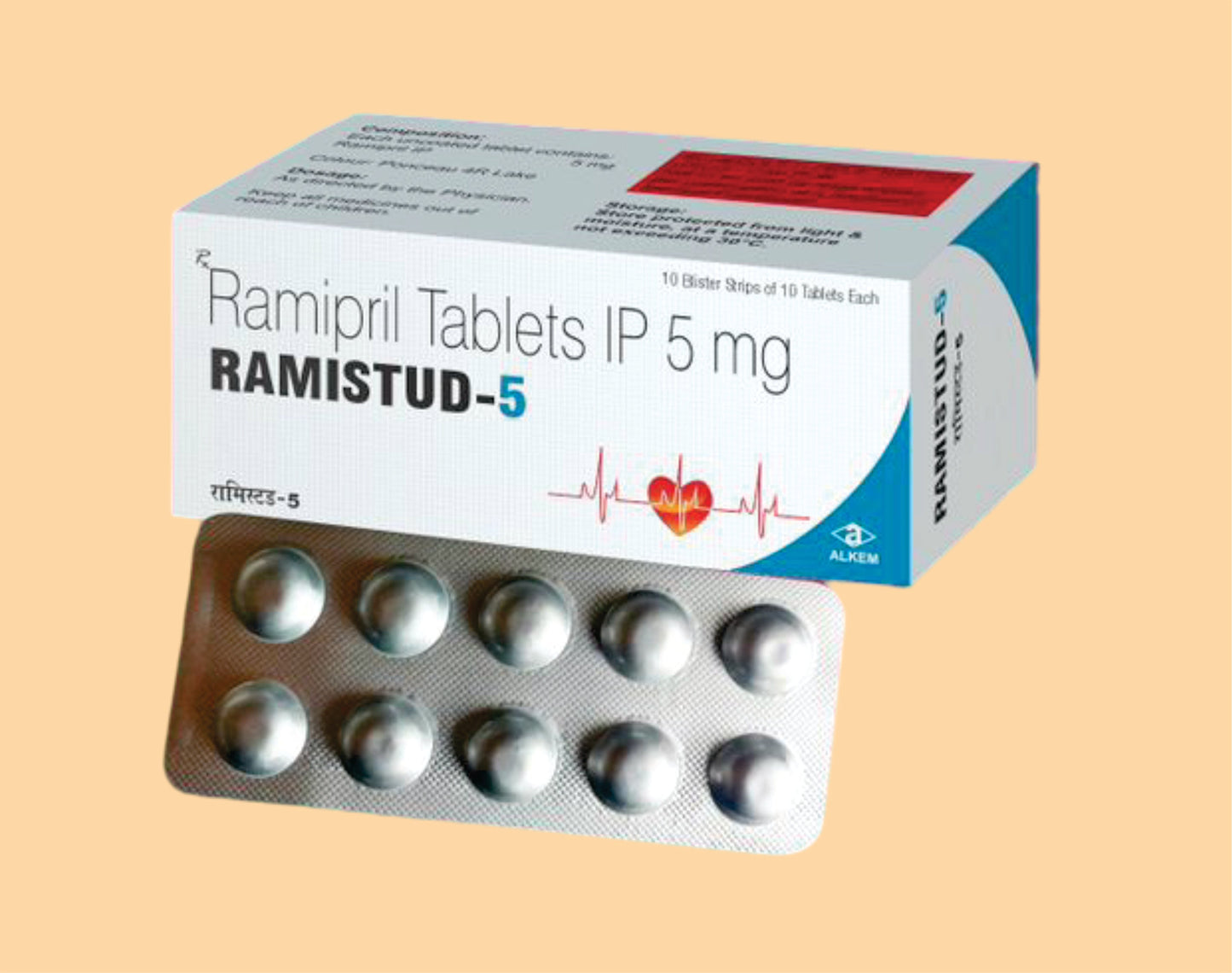 RAMISTUD 5 Tablets (10's) Ramipril 5 mg by Alkem1