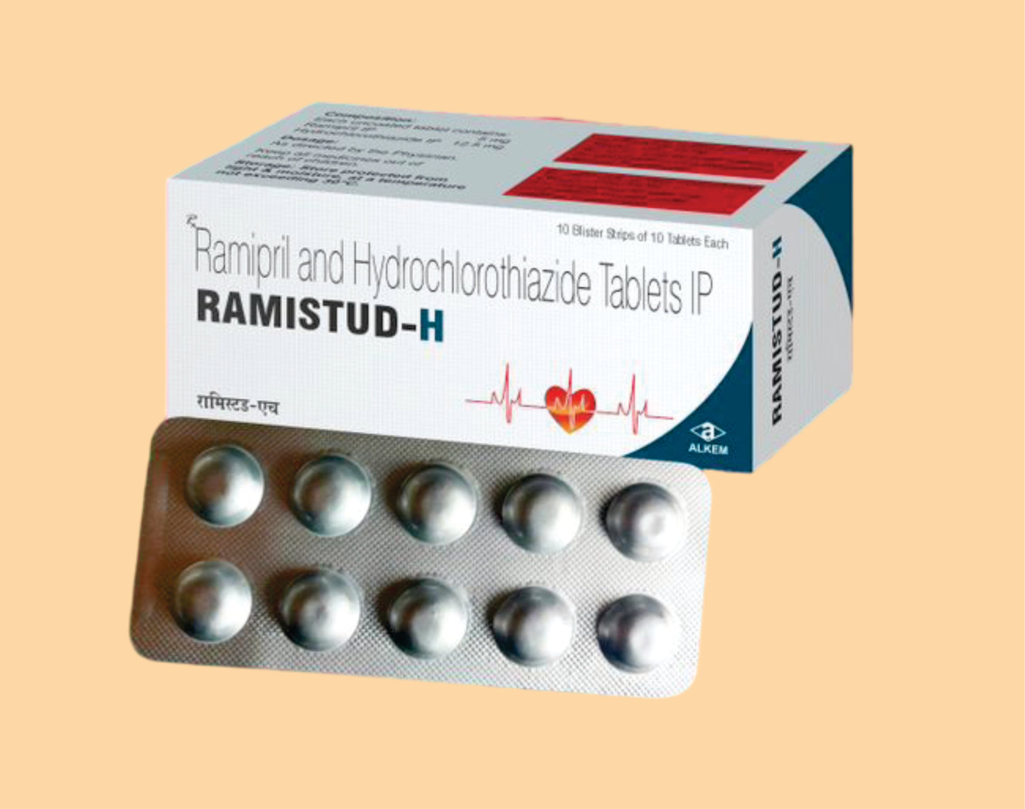 RAMISTUD H Tablets (10's) Ramipril 5 mg + Hydrochlorothiazide 12.5 mg by Alkem1