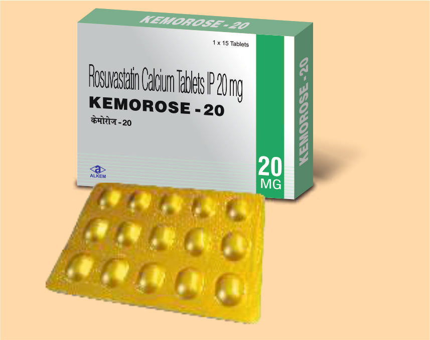 KEMOROSE NU - 20 TABLETS (15'S) Rosuvastatin 20 mg by Alkem1