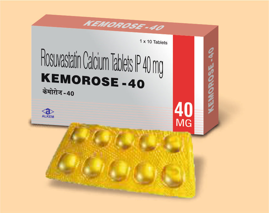 KEMOROSE NU - 40 TABLETS (10'S) Rosuvastatin 40 mg by Alkem1