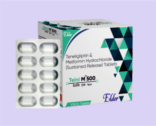 TELNI M 500 TABS (20/500MG) 10'S (تيناجليبتين 20 + ميتفورمين 500 ملجم ممتد المفعول (طبقة ثنائية)) من إنتاج إيلدر