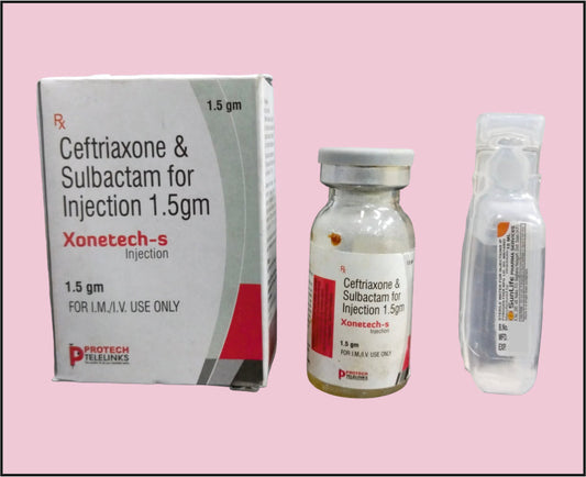 XONETECH S 1.5 VIAL+WFI (سيفترياكسون (1 جم) + سولباكتام (500 مجم)) من بروتيك