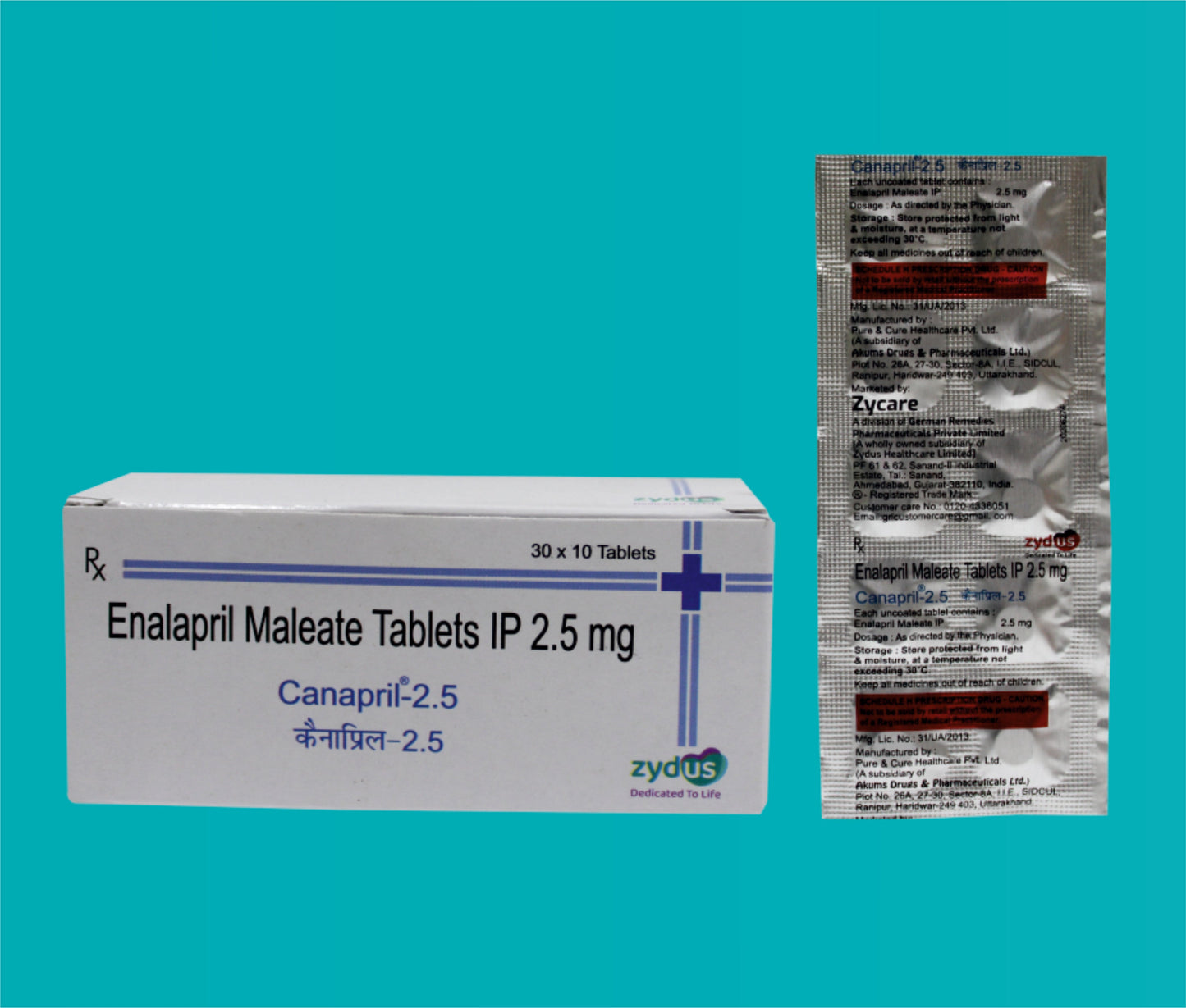 Canapril 2.5 Tablet 10x3x10 Enalapril Maleate 2.5 Mg, Zydus