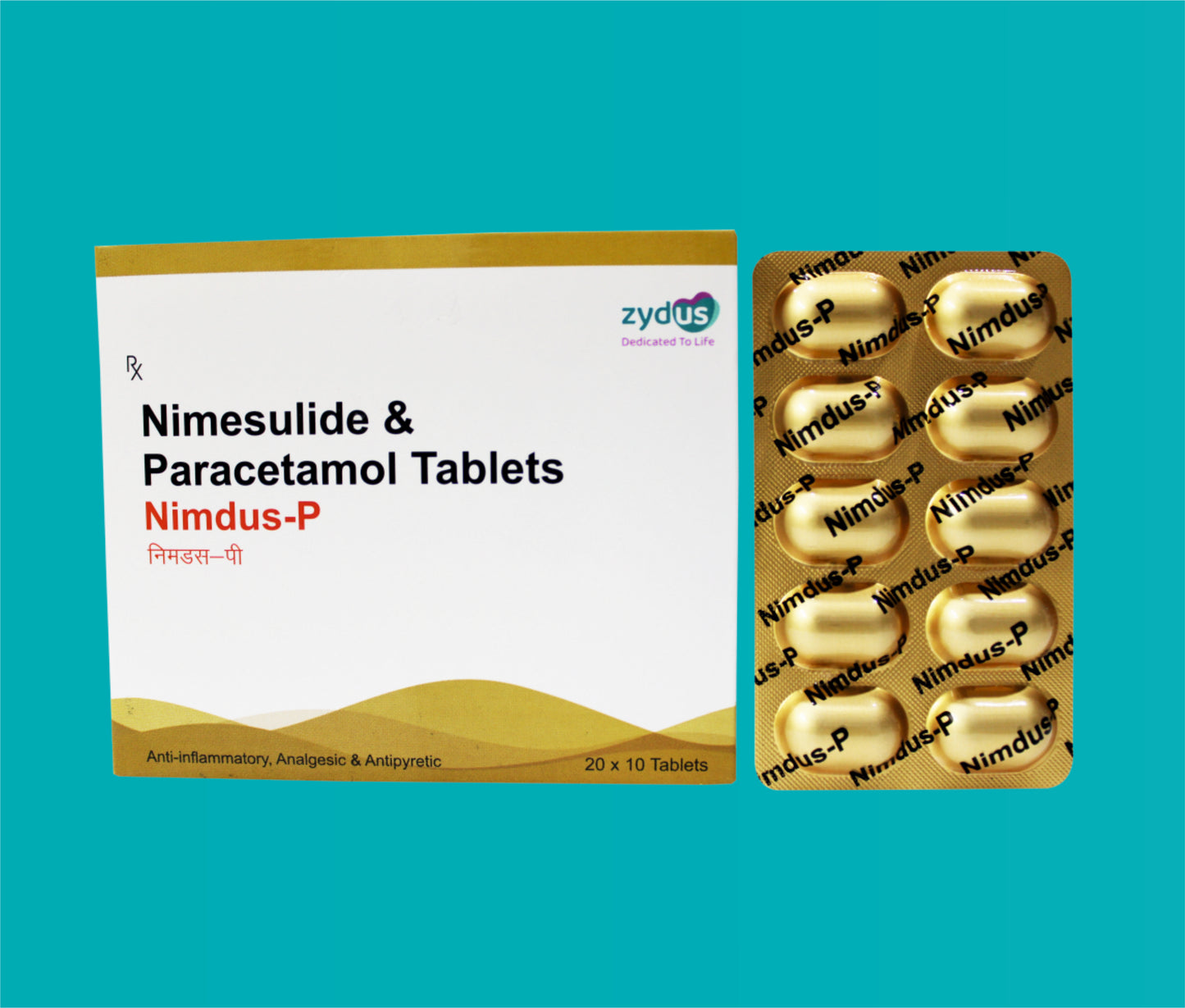 Nimdus-P Tab (Gold) Blister Pack (20 X 10) Nimesulide 100 mg + Paracetamol 325 mg by Zydus