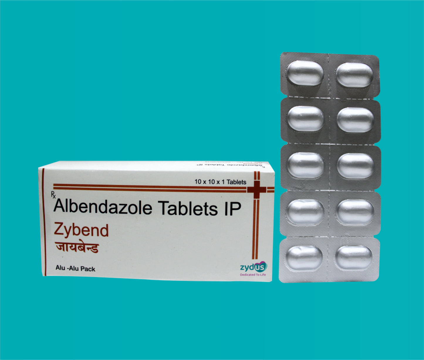 Zybend Tab.  (Alu- Alu)  (10 x 10) Albendazole 400 mg by Zydus