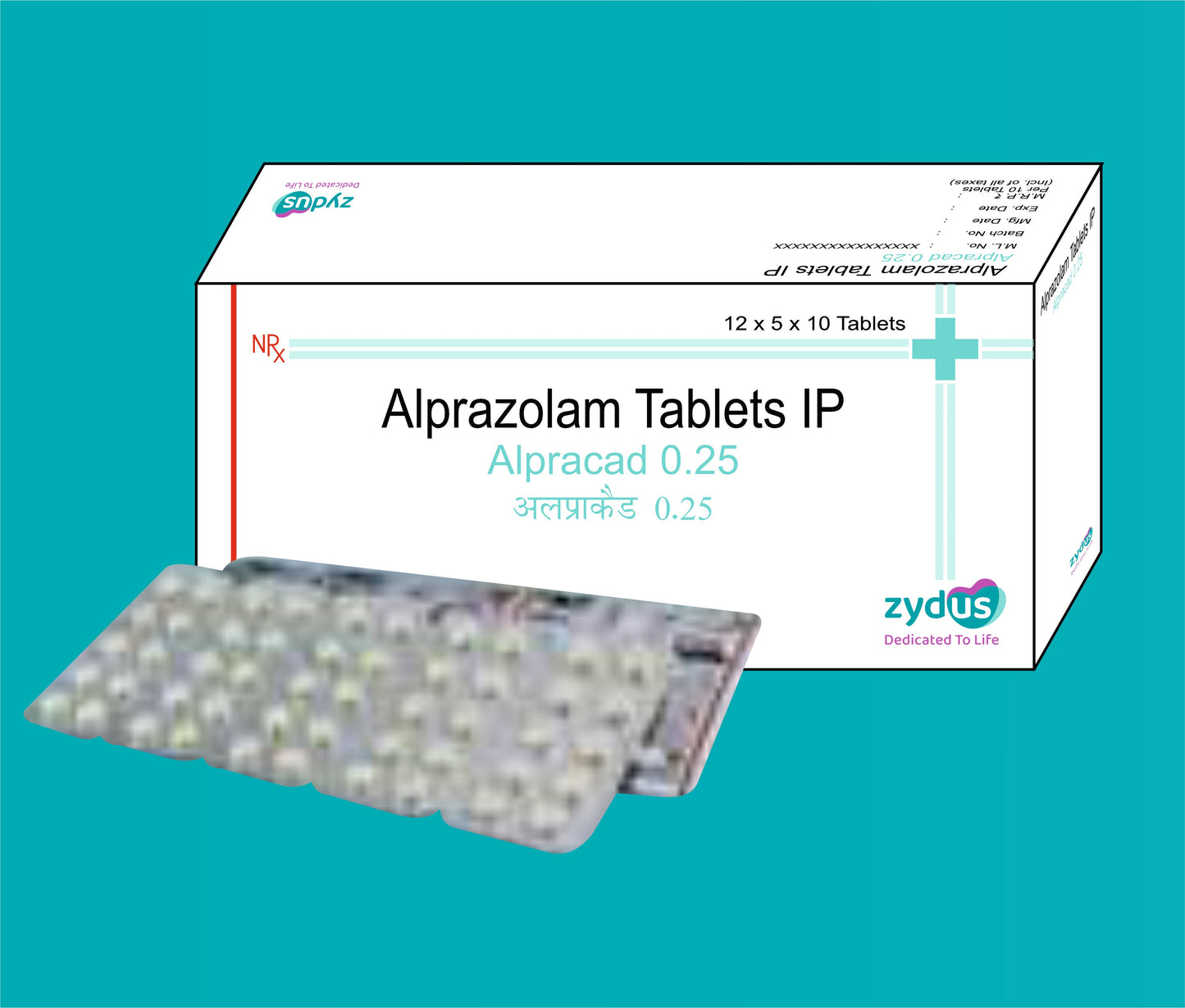 Alpracad 0.25 Tablet 12X5X10 Alprazolam 0.25 Mg Zydus tarafından
