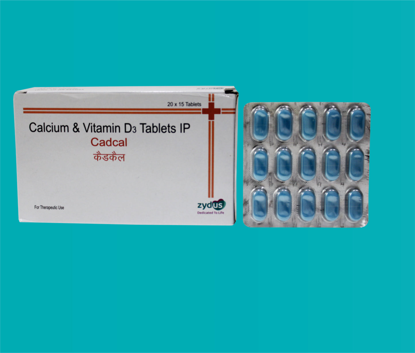 Cadcal Tab (20 X 15) Calcium 500 mg + Vitamin D3 250 IU by Zydus