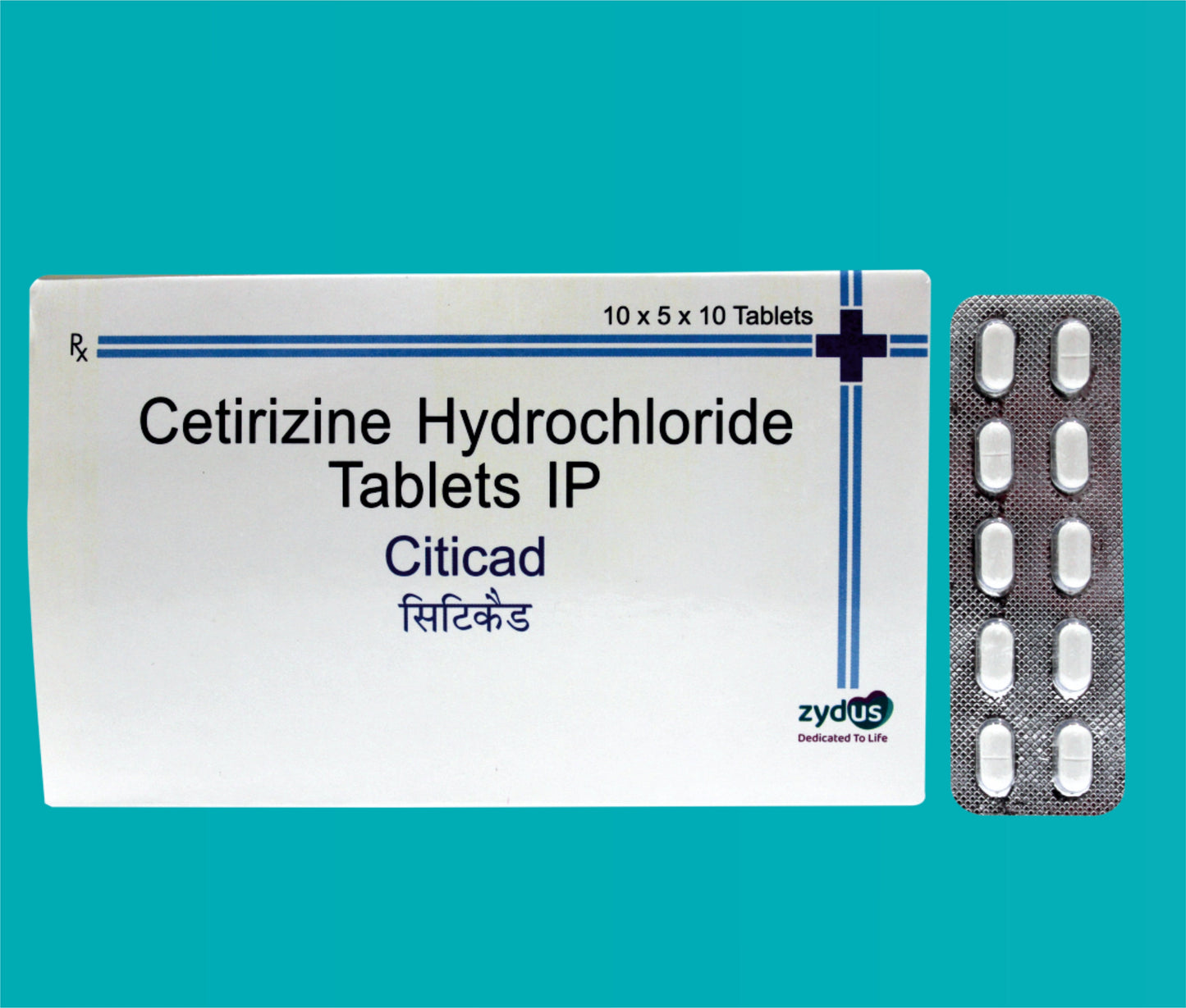 Citicad Tablet. 50X10 Setirizin Hidroklorür 10 Mg Zydus tarafından