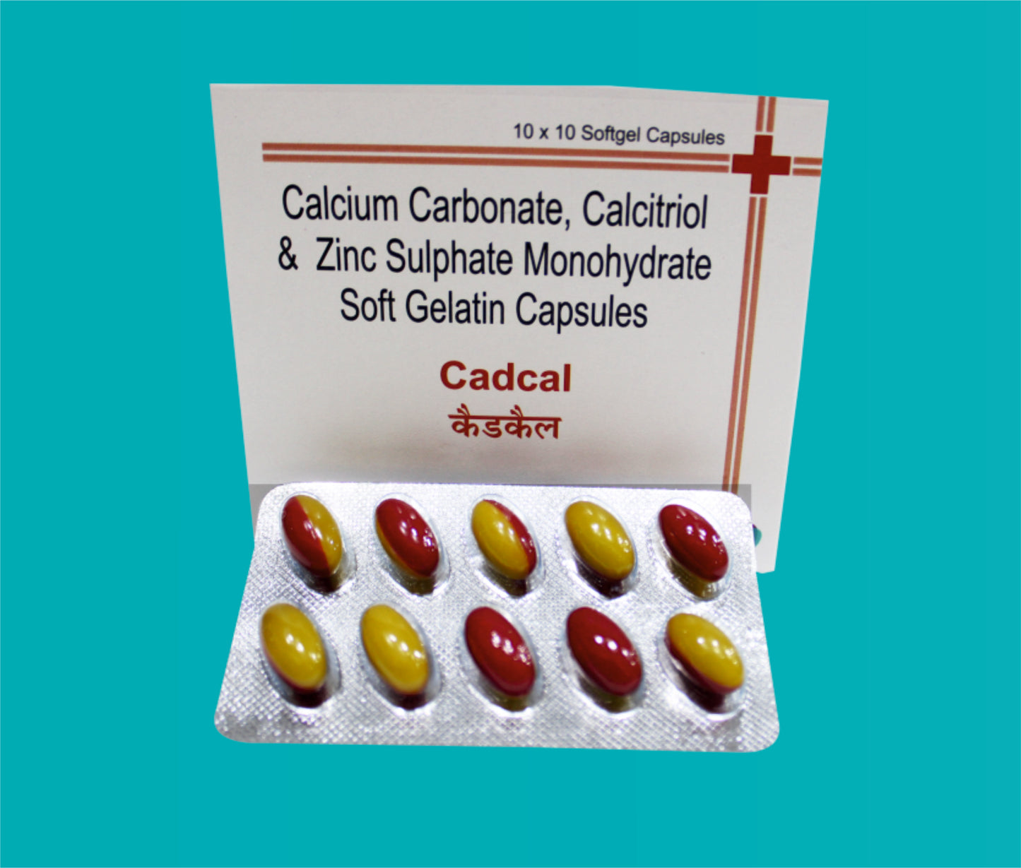 Cadcal Soft Gel Capsule 
 (10 x 10) Calcitriol 0.25 mcg + Calcium 500 mg + Zinc 7.5 mg by Zydus