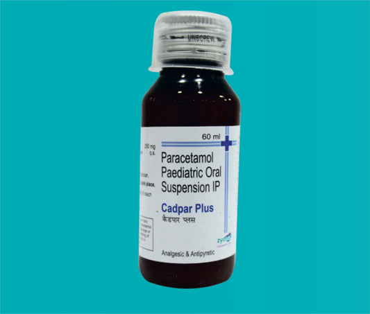 Cadpar Plus Susp.
(With Measuring Cap)  60ml. Paracetamol 250 Mg by zydus