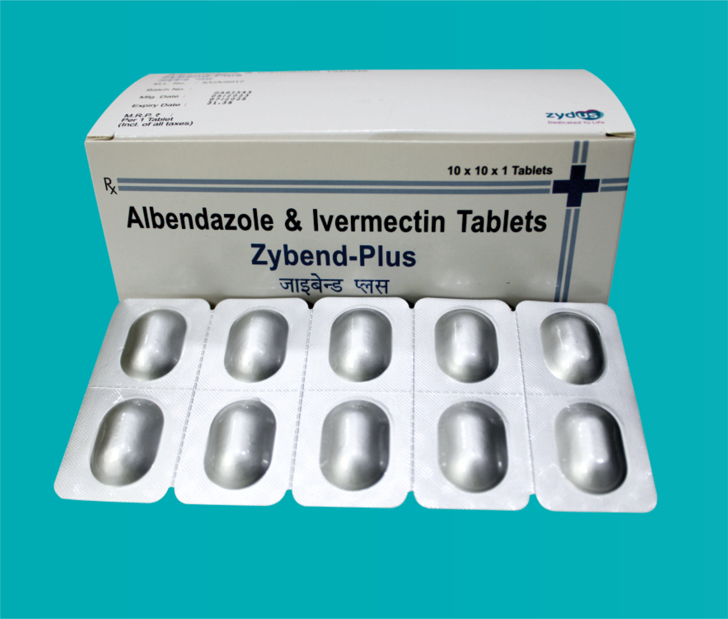 Zybend Plus Tabs  (10 x 10 x 1 ) Albendazole 400 mg + Ivermectin 6 mg by Zydus