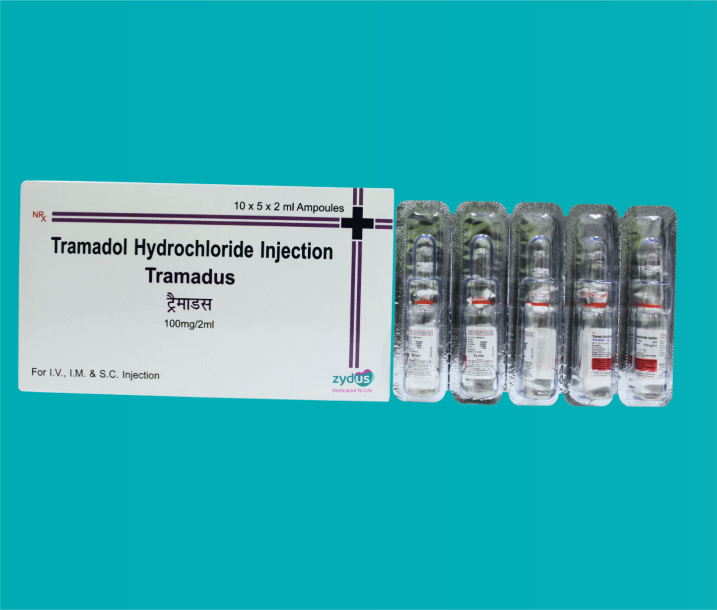 Tramadus Injection 2 ml. (2 ml. ) Tramadol 50 mg by Zydus