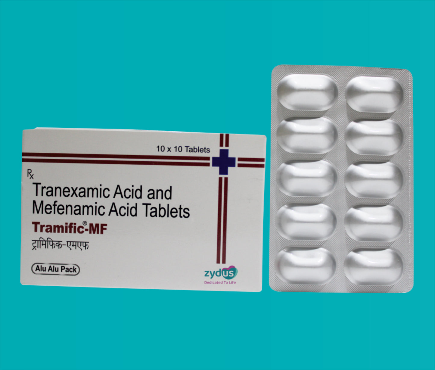 Tramific - MF Tabs (Alu- Alu Pack)  (10 x 10 ) Tranexamic Acid 500 mg + Mefenamic Acid 250 mg by Zydus