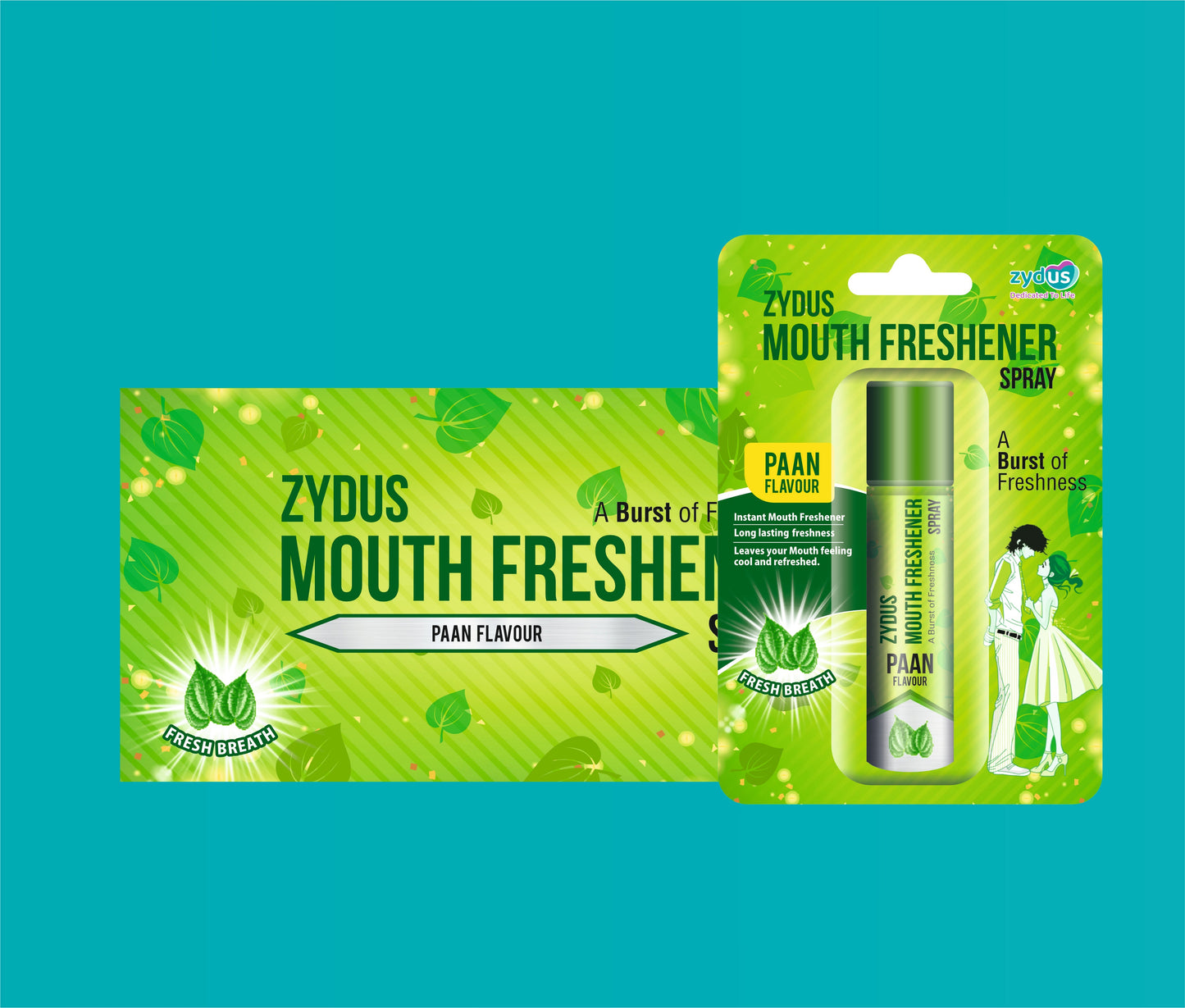 ZYDUS MOUTH FRESHNER PAN 15GM 15GM بالنعناع + الألوفيرا + زيت النعناع الفلفلي + زيت القرنفل + زيت الهيل من زداس