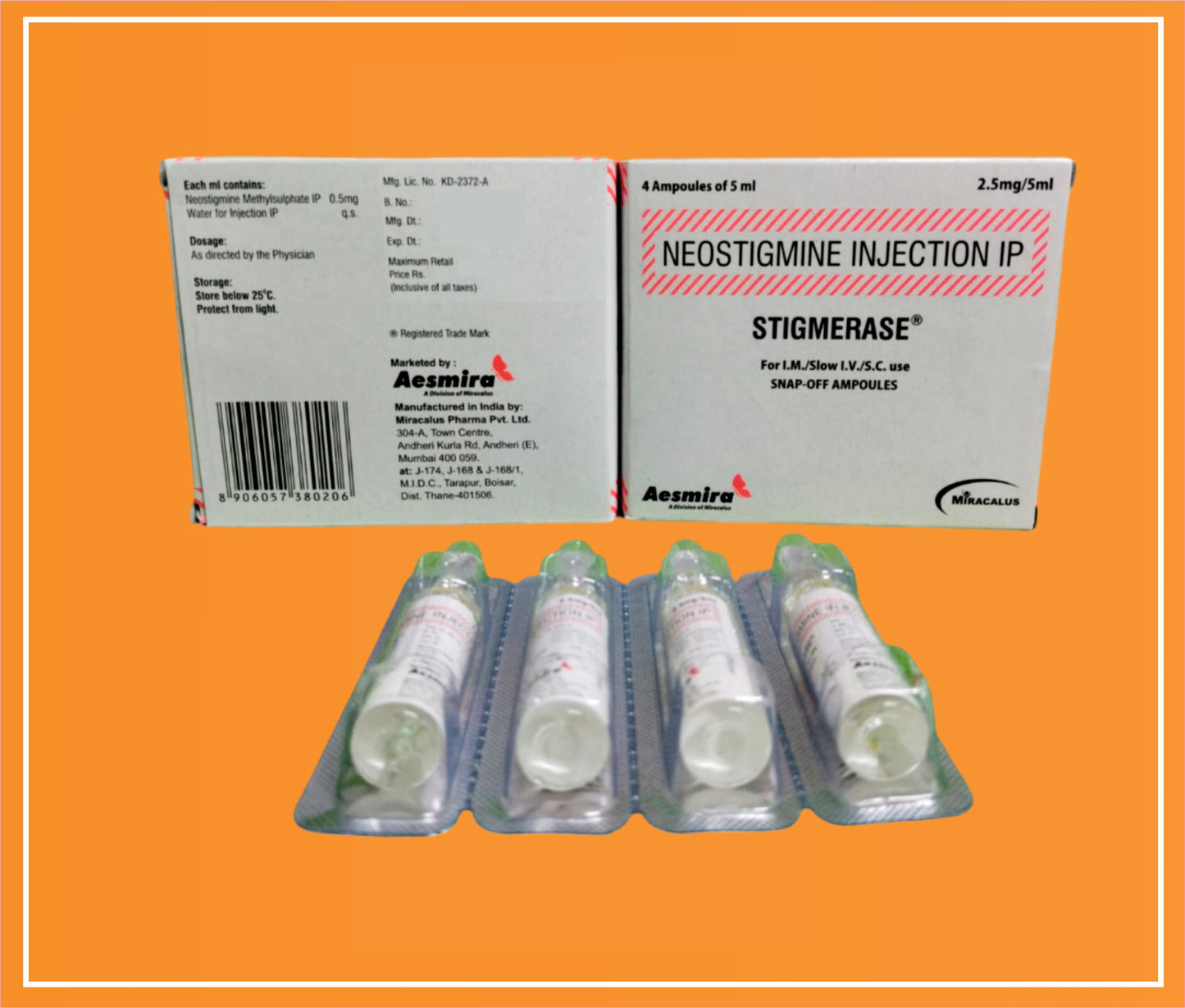Stigmerase 2.5Mg 5 Ml 5 Ml (Neostigmin (2.5Mg)) Naprod'dan